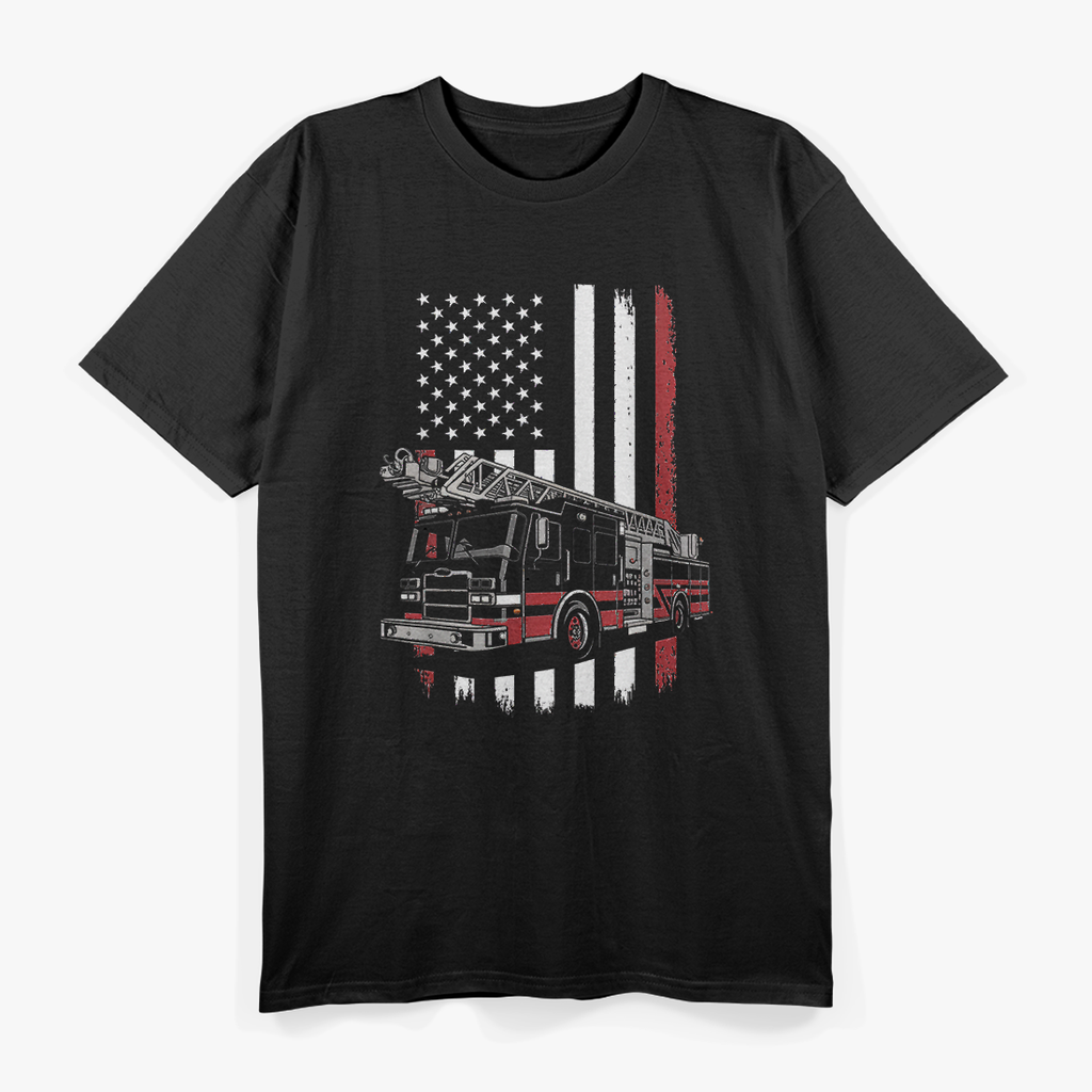 USA Fire Truck American Flag Retro T-Shirt