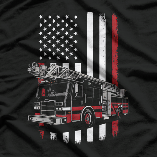USA Fire Truck American Flag Retro T-Shirt