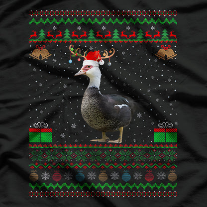 Duck Bird Lover Matching Santa Hat Muscovy Duck Christmas T-Shirt