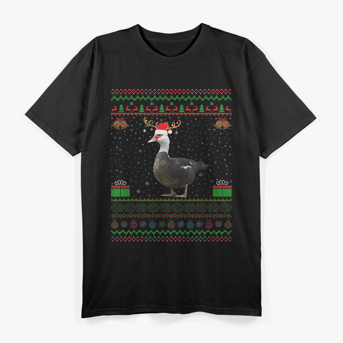 Duck Bird Lover Matching Santa Hat Muscovy Duck Christmas T-Shirt