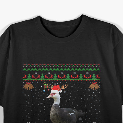 Duck Bird Lover Matching Santa Hat Muscovy Duck Christmas T-Shirt