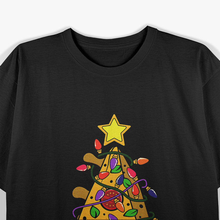 Pizza Christmas Tree Lights Xmas T-Shirt