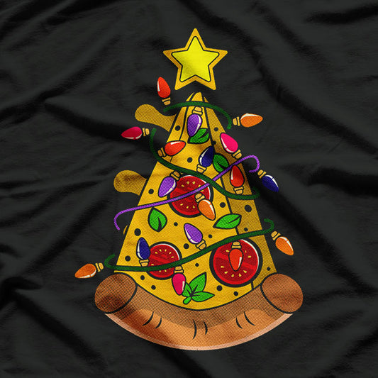 Pizza Christmas Tree Lights Xmas T-Shirt