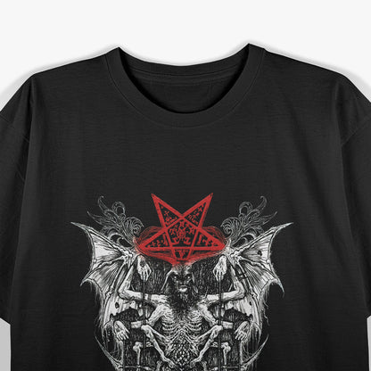 The Devil Baphomet, Satan, Lucifer, and Skull - Goth Horror T-Shirt