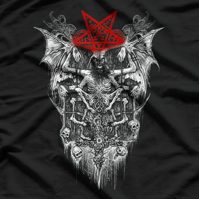 The Devil Baphomet, Satan, Lucifer, and Skull - Goth Horror T-Shirt