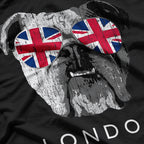 London UK English Bulldog Sunglasses Flag T-Shirt