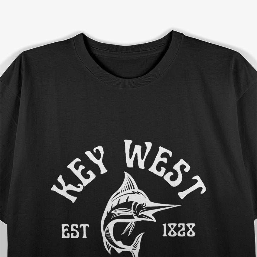 Key West Florida Marlin Fishing Ocean Beach Retro Sunset T-Shirt