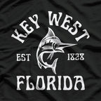Key West Florida Marlin Fishing Ocean Beach Retro Sunset T-Shirt