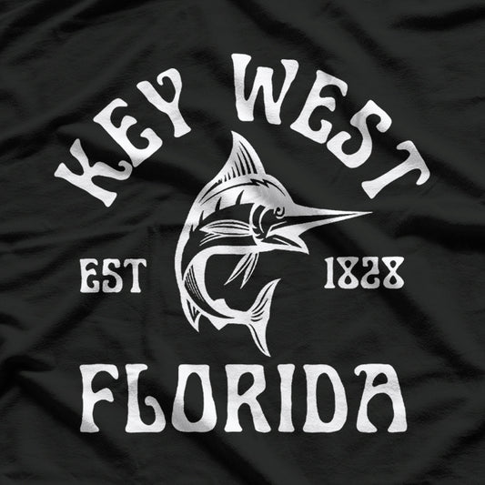 Key West Florida Marlin Fishing Ocean Beach Retro Sunset T-Shirt