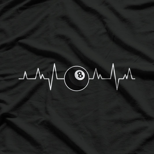 Pool Players Billiards 8 Ball Heartbeat Design T-Shirt