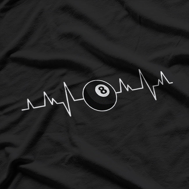 Pool Players Billiards 8 Ball Heartbeat Design T-Shirt