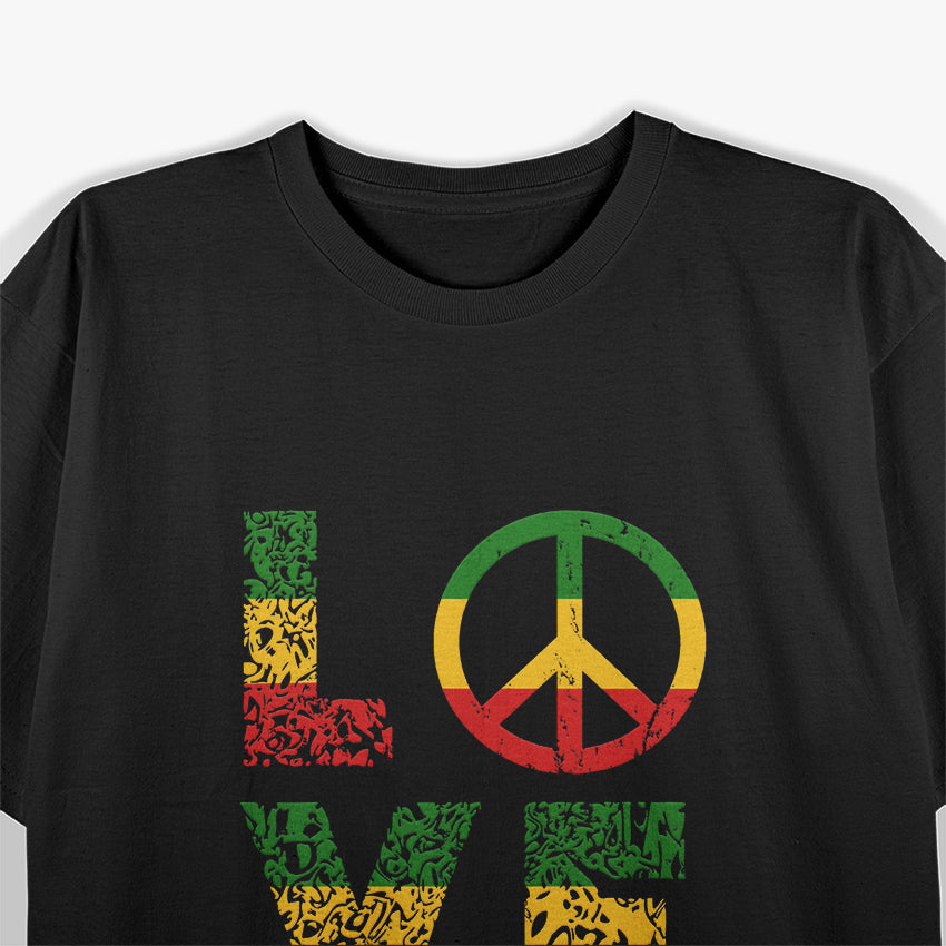 Rasta Reggae Music Love Peace Sign Rastafarian Lover Jamaica T-Shirt