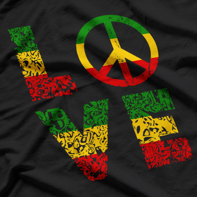 Rasta Reggae Music Love Peace Sign Rastafarian Lover Jamaica T-Shirt