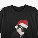 Tuxedo Cat Meow Santa Tuxie Christmas Tree Lights Cat Catmas T-Shirt