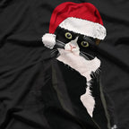Tuxedo Cat Meow Santa Tuxie Christmas Tree Lights Cat Catmas T-Shirt
