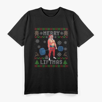 Merry Liftmas Ugly Christmas Sweater Santa Gym Workout T-Shirt