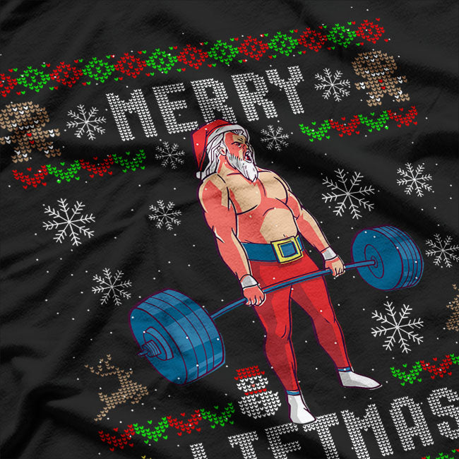 Merry Liftmas Ugly Christmas Sweater Santa Gym Workout T-Shirt