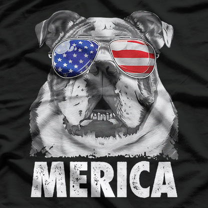 English Bulldog 4th of July USA Flag T-Shirt