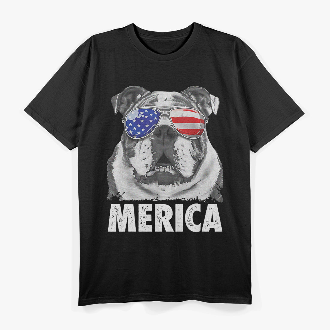 English Bulldog 4th of July USA Flag T-Shirt