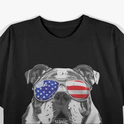 English Bulldog 4th of July USA Flag T-Shirt