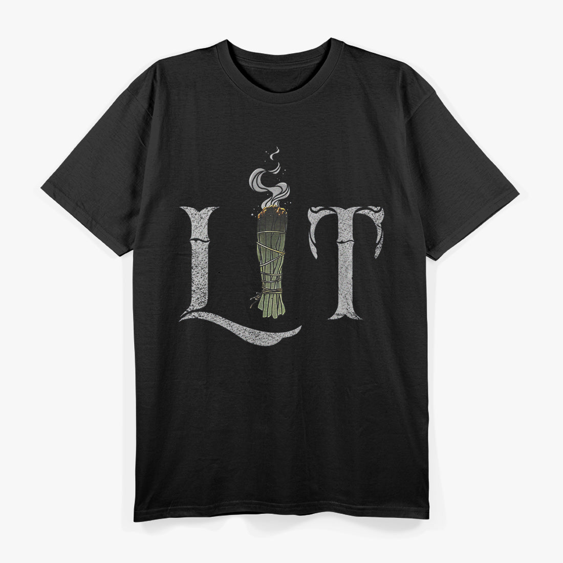 Lit Funny Halloween Witch Pagan Burning Sage Smudge Retro Vintage T-Shirt