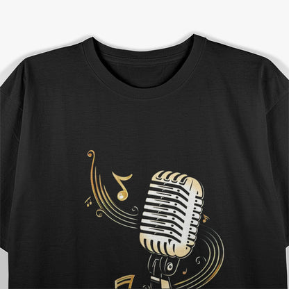 Microphone with Music Notes and Clef T-Shirt