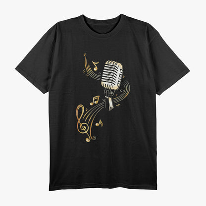 Microphone with Music Notes and Clef T-Shirt