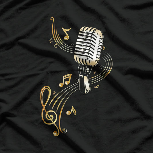 Microphone with Music Notes and Clef T-Shirt