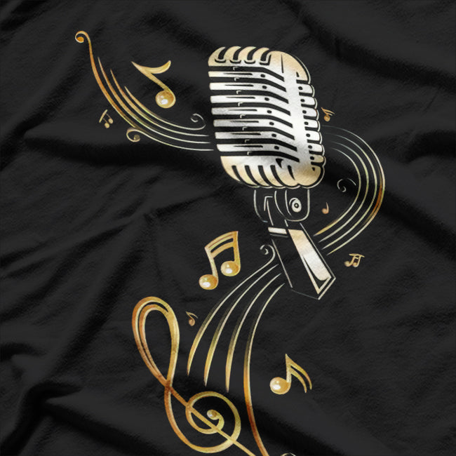 Microphone with Music Notes and Clef T-Shirt