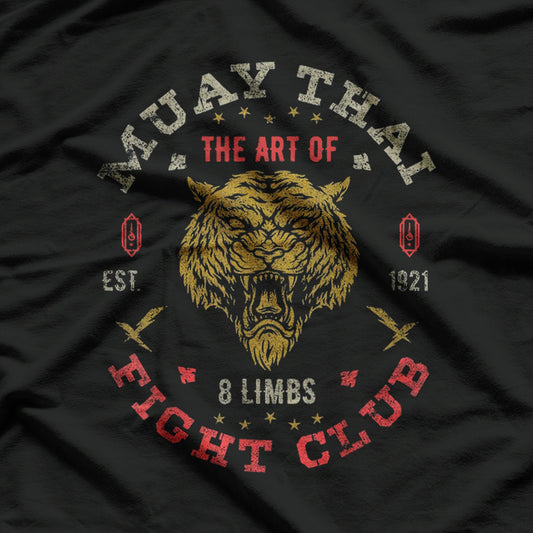 Muay Thai Fighter Vintage Tiger – Strength and Skill in Combat T-Shirt