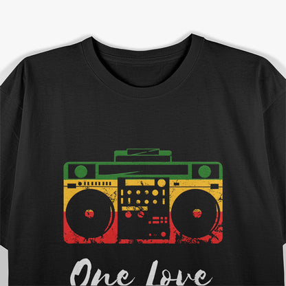 One Love Boombox Musicbox Rasta Reggae Music Rastafari Roots T-Shirt