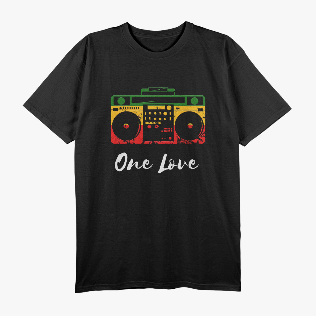 One Love Boombox Musicbox Rasta Reggae Music Rastafari Roots T-Shirt