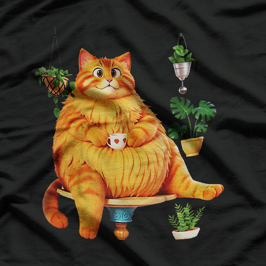 Cute Orange Cat With Plants T-Shirt