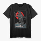 Red Moon Raven Graphic Black Crow in a Mystical Night Sky T-Shirt