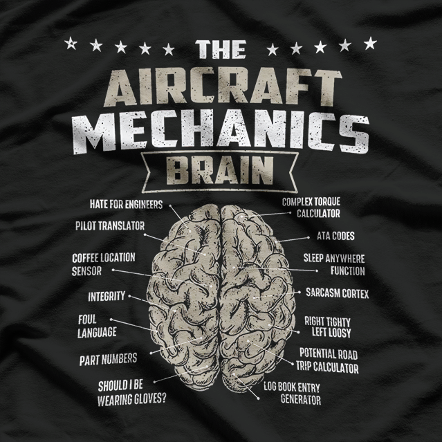The Aircraft Mechanics Brain, Airplane Maintenance Aviation T-Shirt