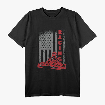 Vintage American Go Kart Racing with USA Flag T-Shirt
