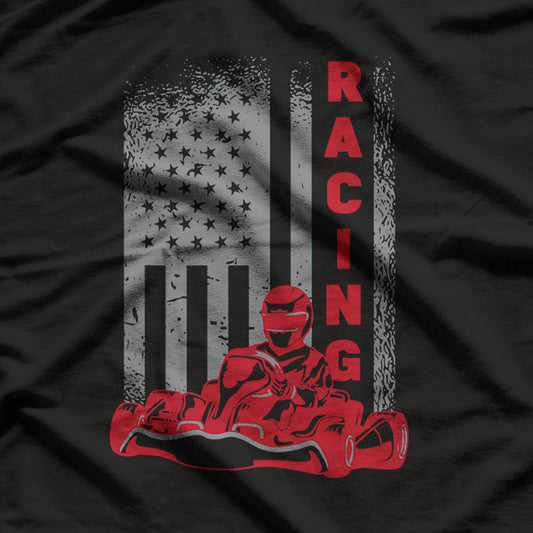 Vintage American Go Kart Racing with USA Flag T-Shirt