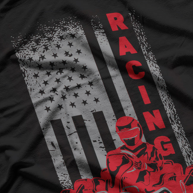 Vintage American Go Kart Racing with USA Flag T-Shirt