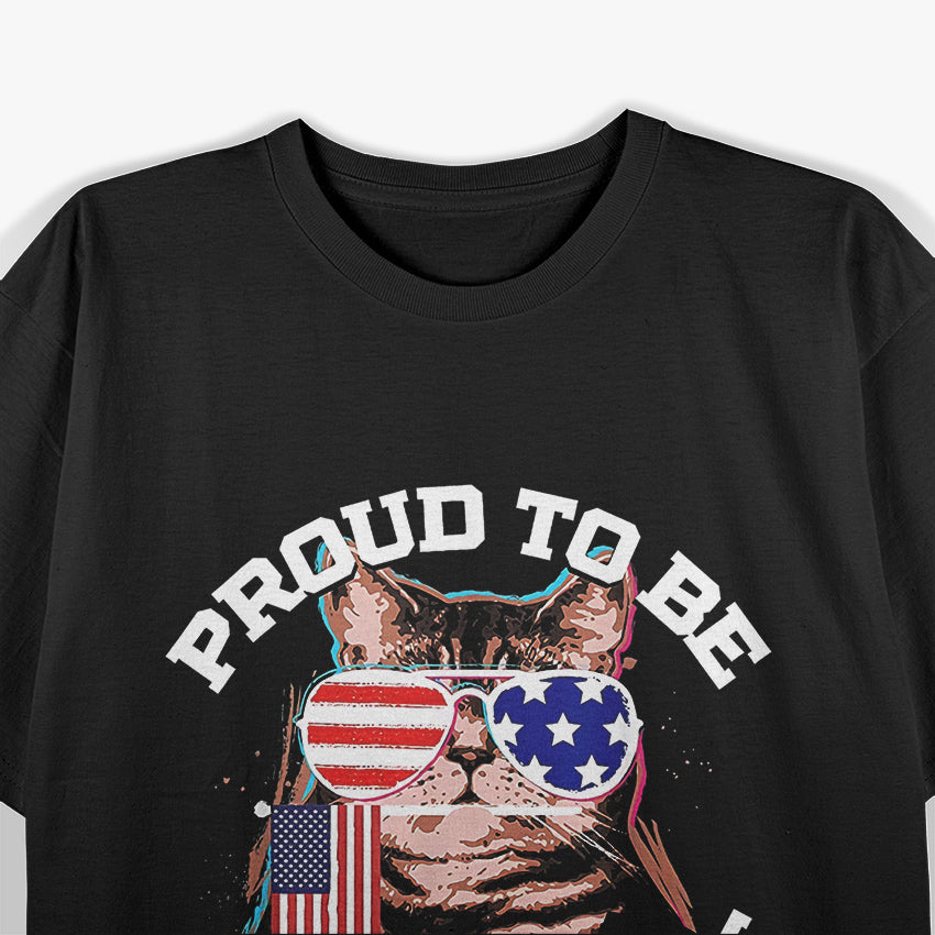 Cat US Flag Sunglasses T-Shirt
