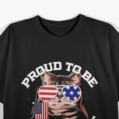 Cat US Flag Sunglasses T-Shirt