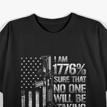 Dad Grandpa Veteran US Flag 1776 Sure No One Taking My Guns T-Shirt