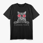 English Hipster Cat Camden Town London UK Flag Sunglasses T-Shirt