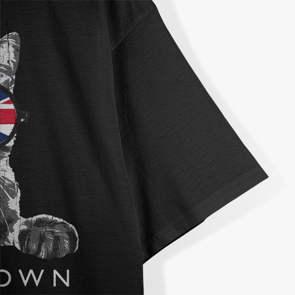 English Hipster Cat Camden Town London UK Flag Sunglasses T-Shirt