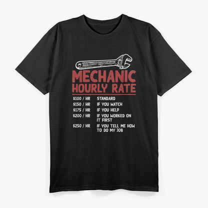 Mechanic Hourly Rate Funny Car Motorcycle T-Shirt