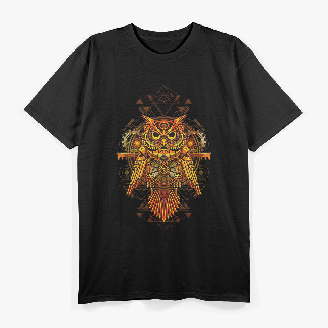 Mechanical Owl Steampunk-Inspired Wisdom in Motion T-Shirt