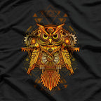 Mechanical Owl Steampunk-Inspired Wisdom in Motion T-Shirt