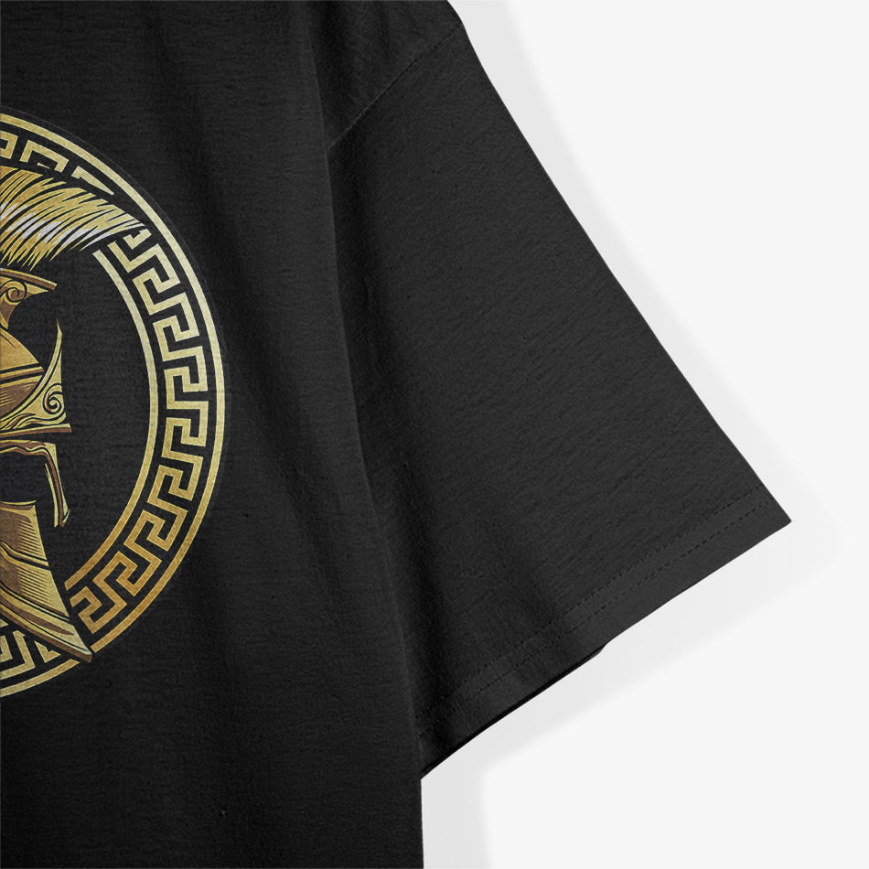 Spartan Helmet Gold Gladiator Strength and Honor in Battle T-Shirt