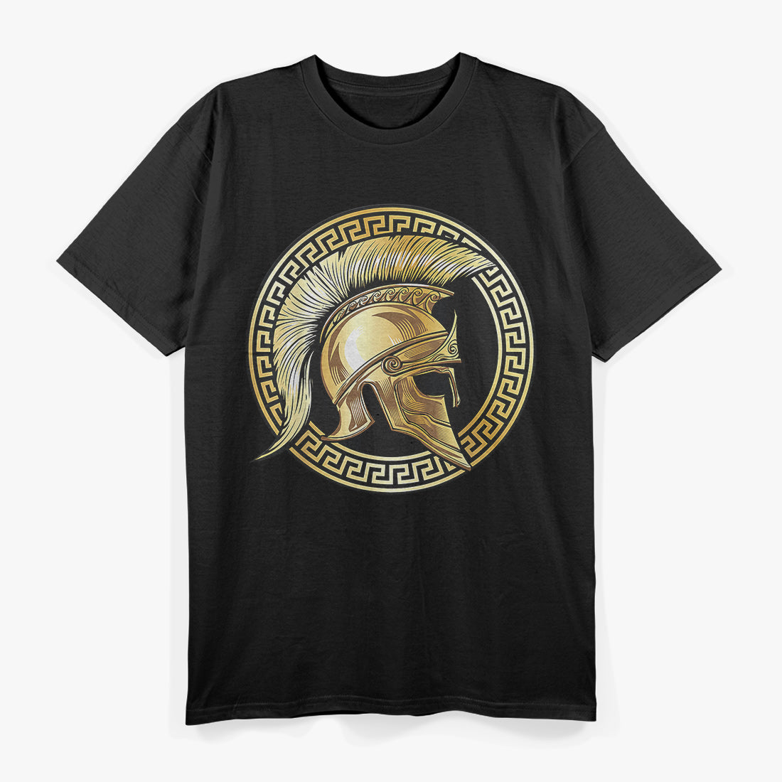 Spartan Helmet Gold Gladiator Strength and Honor in Battle T-Shirt