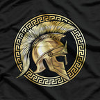 Spartan Helmet Gold Gladiator Strength and Honor in Battle T-Shirt