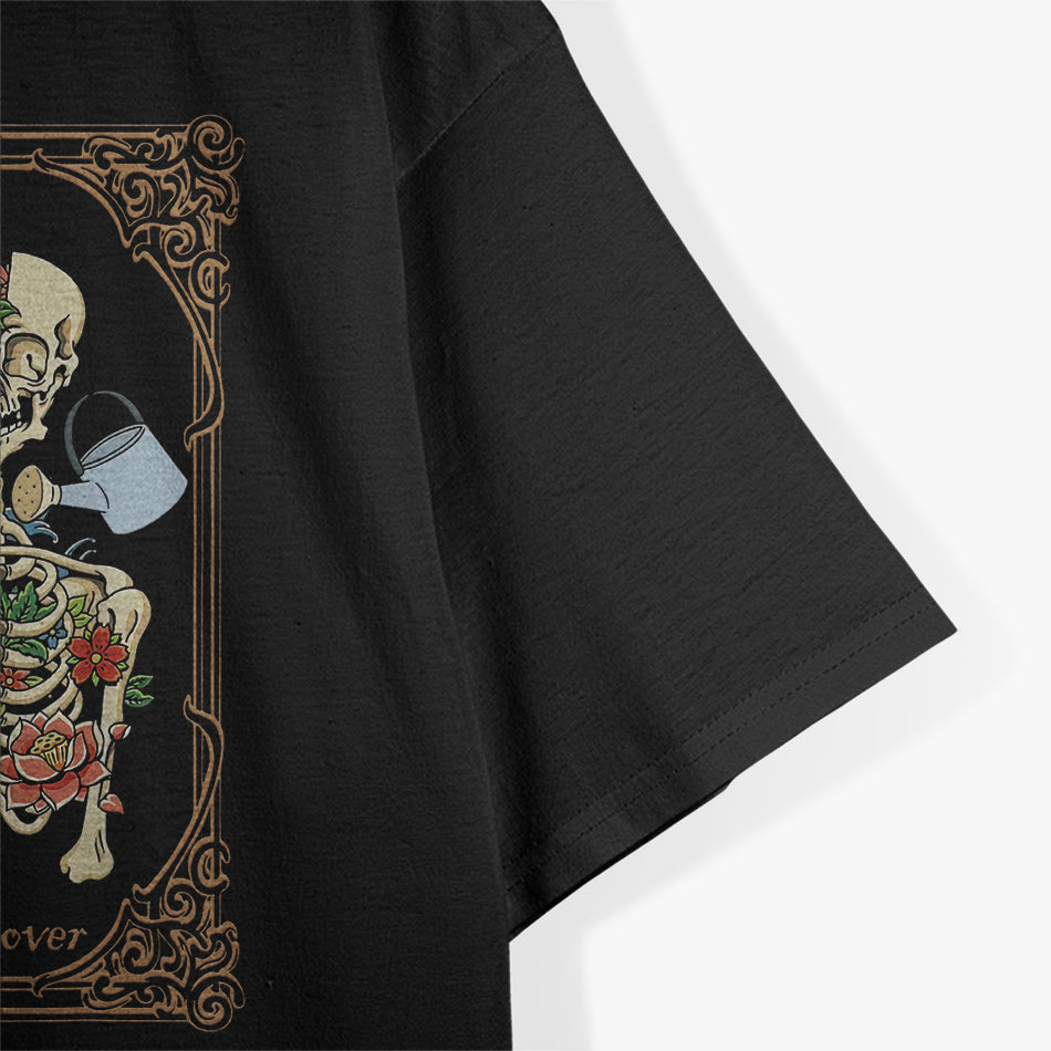 Tarot Card Skeleton Skull with Flowers and Plants T-Shirt